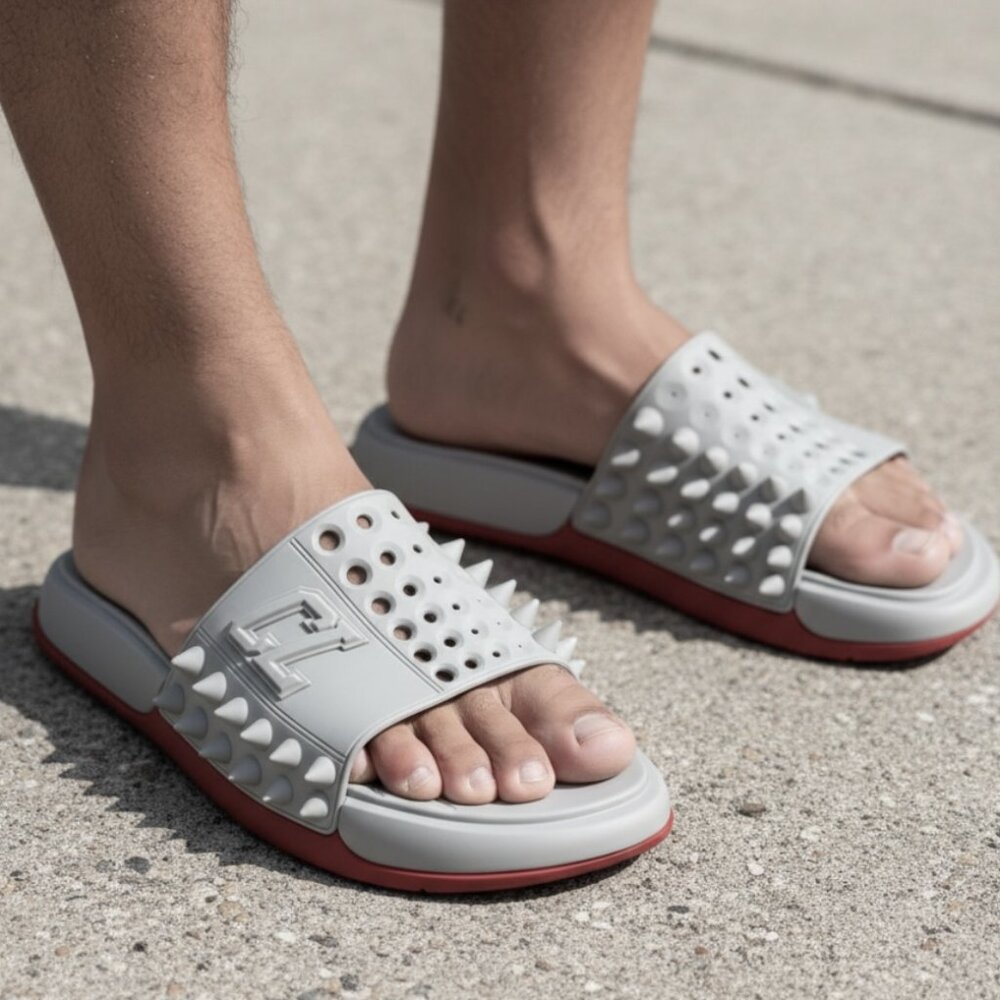 Christian Louboutin Gray Spiked Sandals